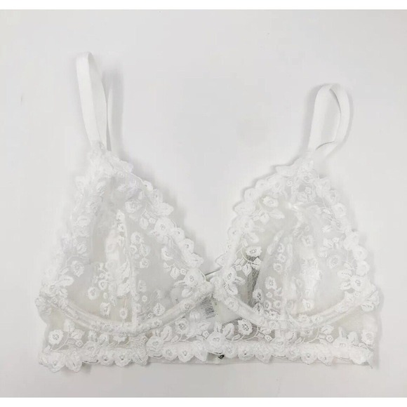 Free People Veronica Underwire Bra Womens 32B White Lace‎ Floral Boho Sweet NWT - Picture 2 of 4
